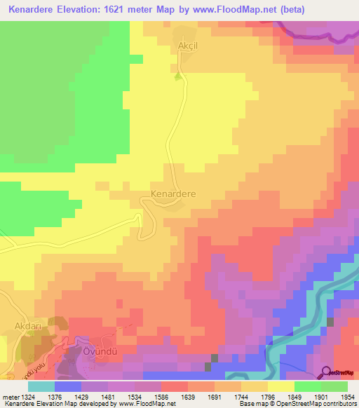 Kenardere,Turkey Elevation Map