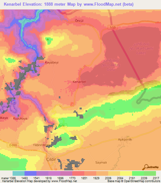 Kenarbel,Turkey Elevation Map