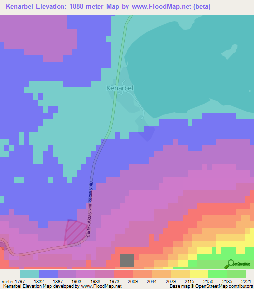 Kenarbel,Turkey Elevation Map