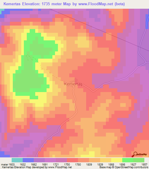 Kemertas,Turkey Elevation Map