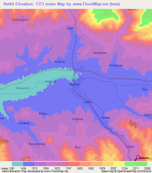 Kelkit,Turkey Elevation Map