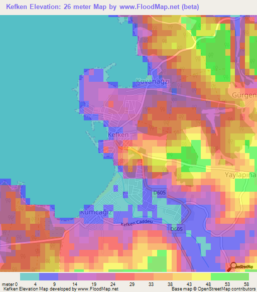 Kefken,Turkey Elevation Map