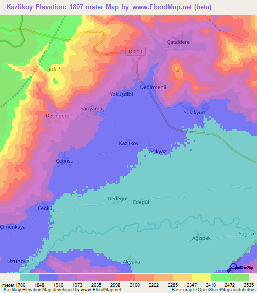 Kazlikoy,Turkey Elevation Map