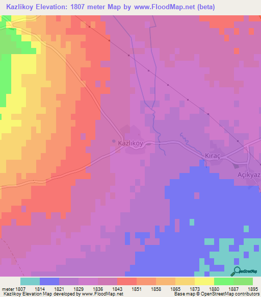 Kazlikoy,Turkey Elevation Map