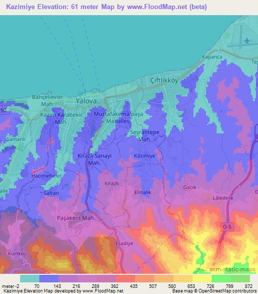 Kazimiye,Turkey Elevation Map