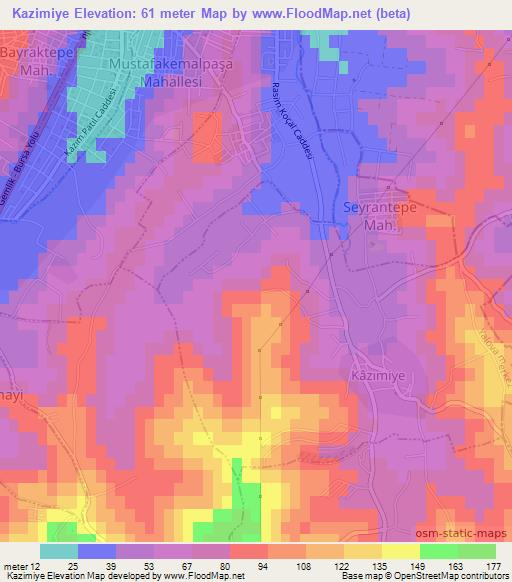 Kazimiye,Turkey Elevation Map