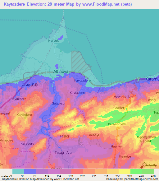 Kaytazdere,Turkey Elevation Map