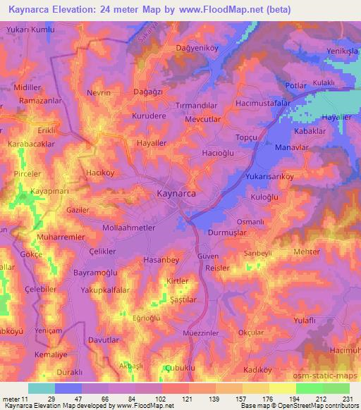 Kaynarca,Turkey Elevation Map