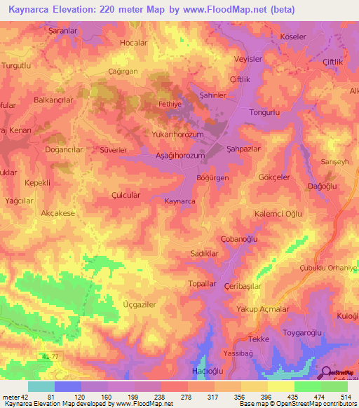 Kaynarca,Turkey Elevation Map