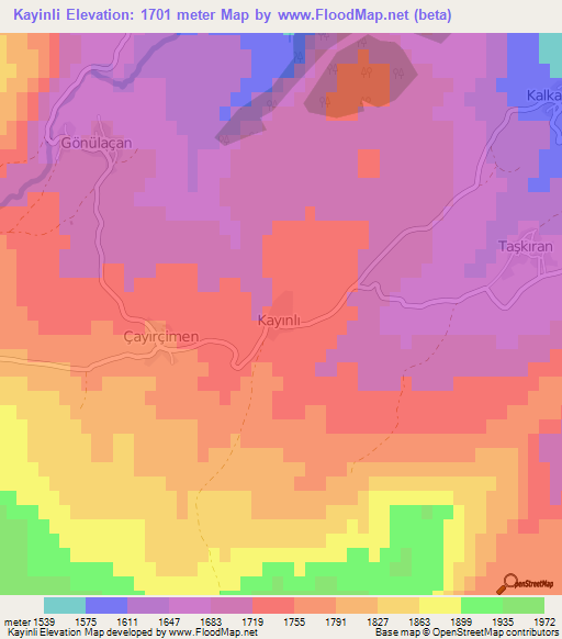 Kayinli,Turkey Elevation Map