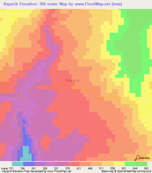 Kayacik,Turkey Elevation Map