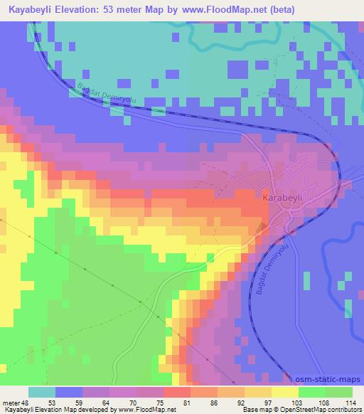 Kayabeyli,Turkey Elevation Map