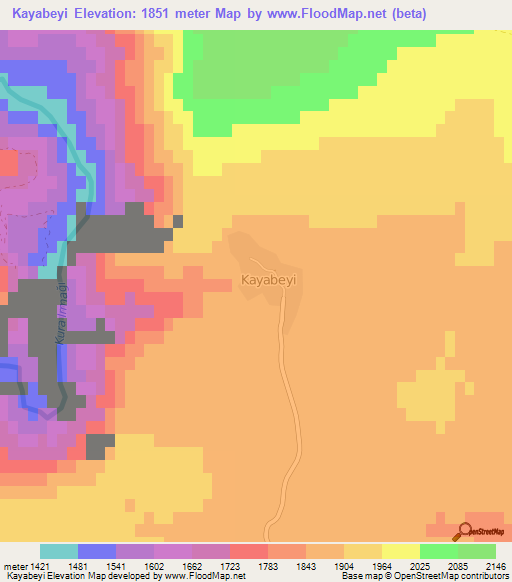 Kayabeyi,Turkey Elevation Map