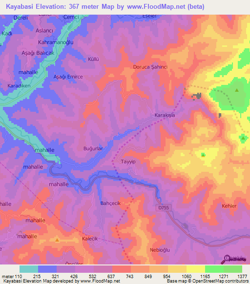 Kayabasi,Turkey Elevation Map