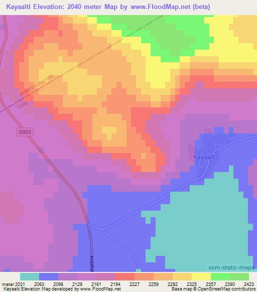 Kayaalti,Turkey Elevation Map