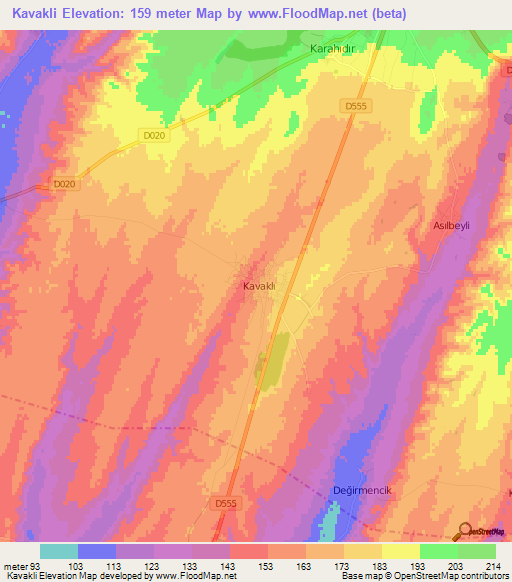 Kavakli,Turkey Elevation Map