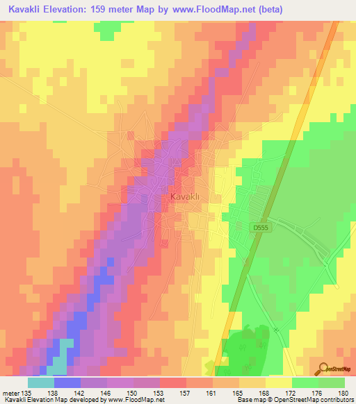 Kavakli,Turkey Elevation Map