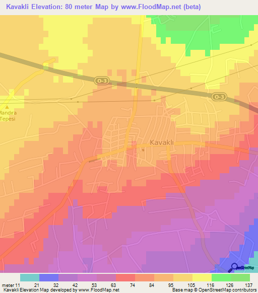 Kavakli,Turkey Elevation Map