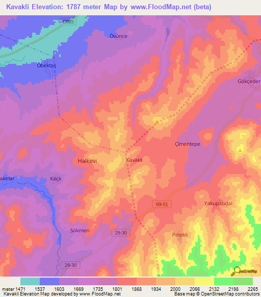 Kavakli,Turkey Elevation Map