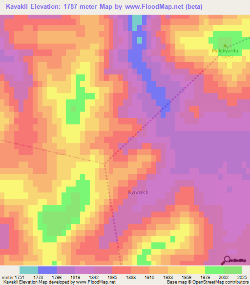 Kavakli,Turkey Elevation Map