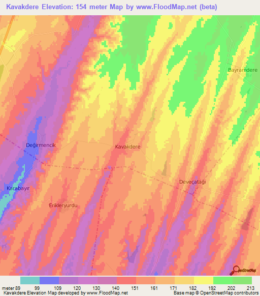 Kavakdere,Turkey Elevation Map