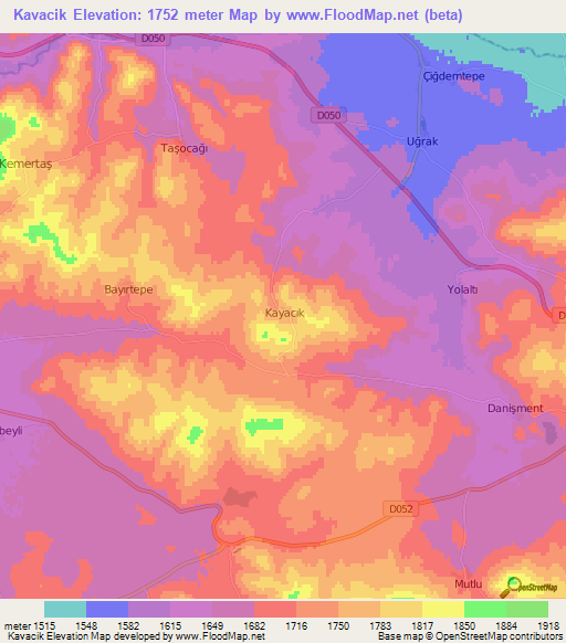 Kavacik,Turkey Elevation Map