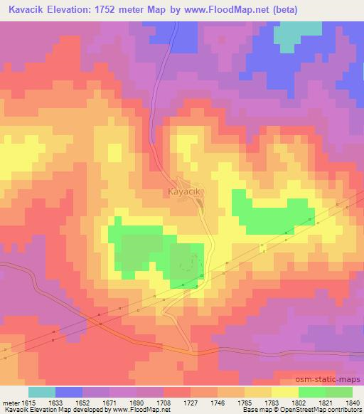 Kavacik,Turkey Elevation Map