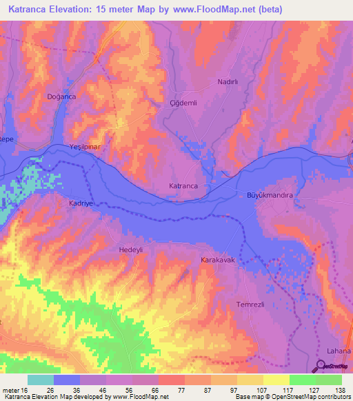 Katranca,Turkey Elevation Map