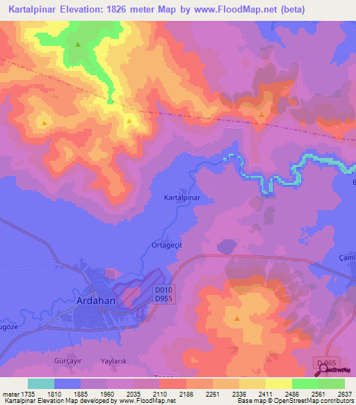 Kartalpinar,Turkey Elevation Map