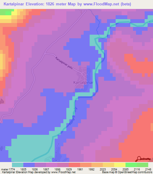 Kartalpinar,Turkey Elevation Map