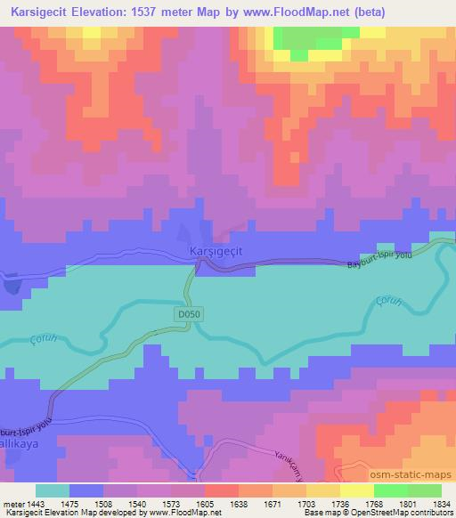 Karsigecit,Turkey Elevation Map