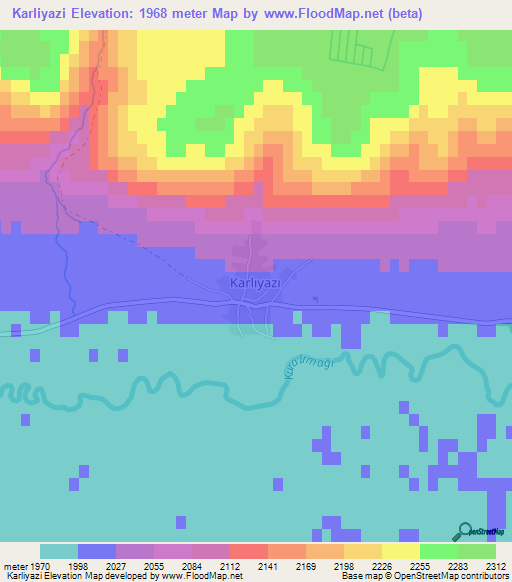 Karliyazi,Turkey Elevation Map