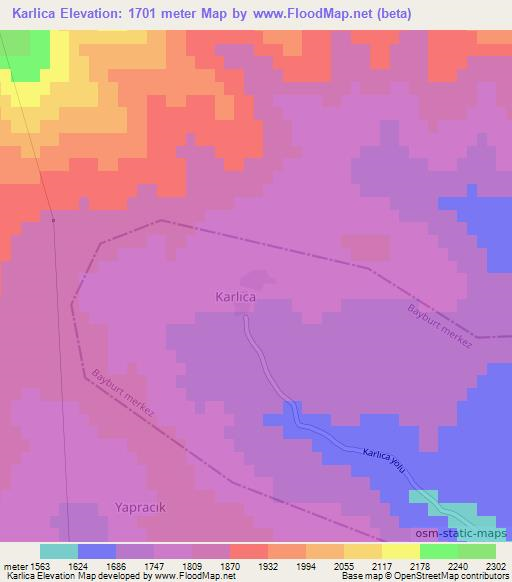 Karlica,Turkey Elevation Map