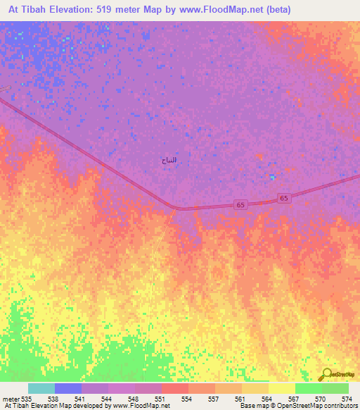 At Tibah,Saudi Arabia Elevation Map