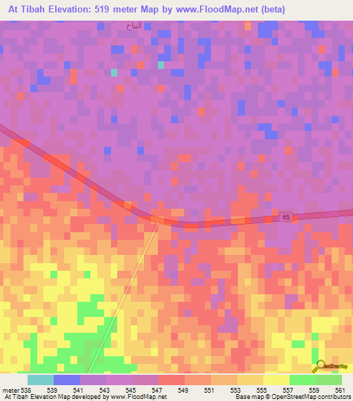 At Tibah,Saudi Arabia Elevation Map