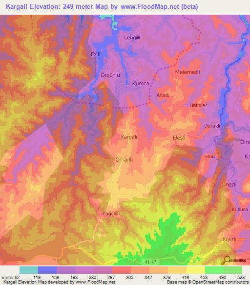 Kargali,Turkey Elevation Map