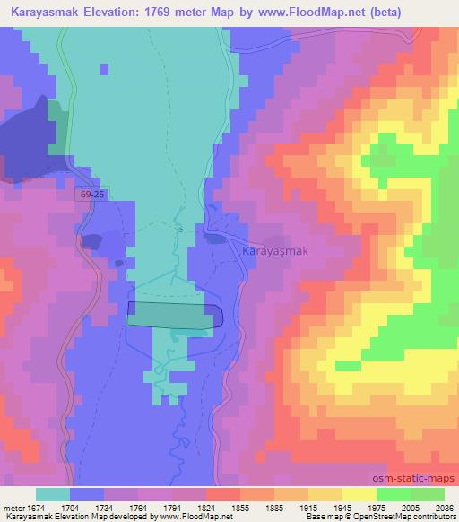 Karayasmak,Turkey Elevation Map