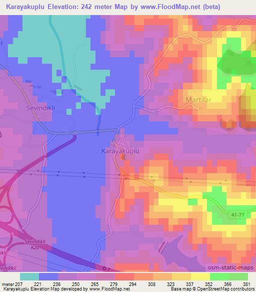 Karayakuplu,Turkey Elevation Map