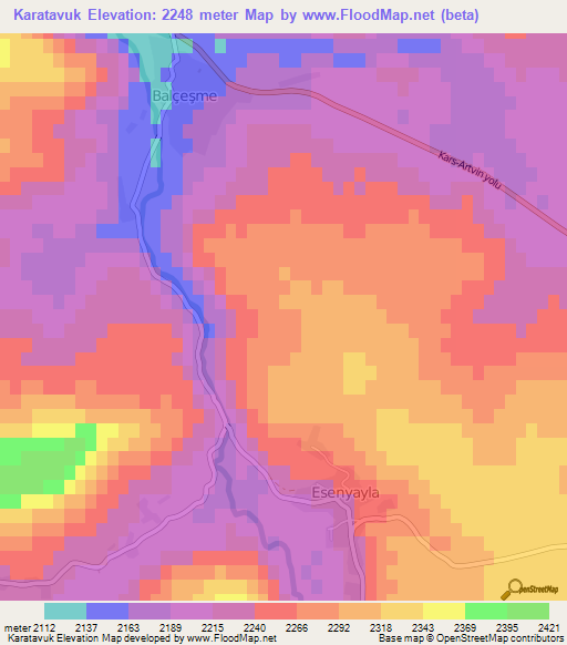 Karatavuk,Turkey Elevation Map