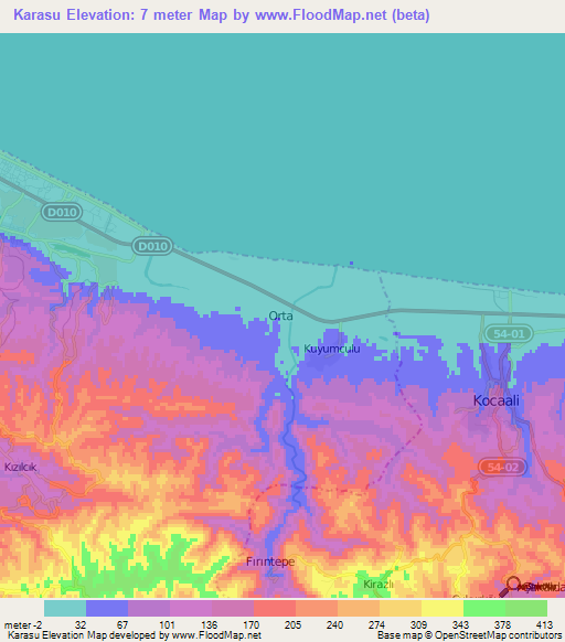 Karasu,Turkey Elevation Map