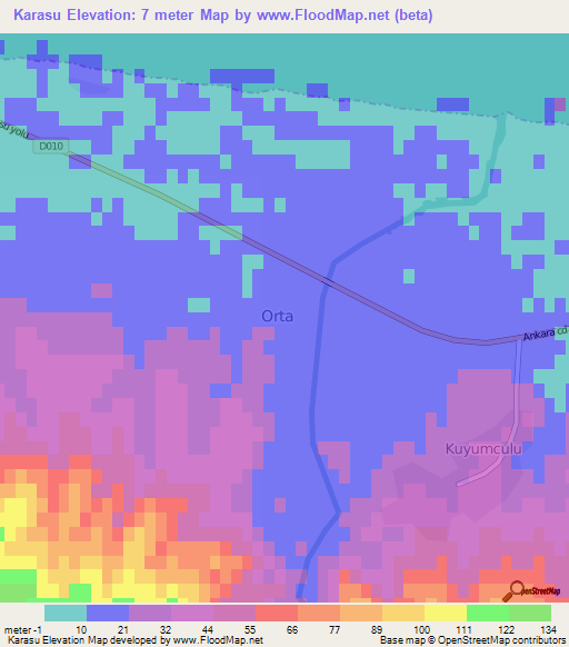 Karasu,Turkey Elevation Map