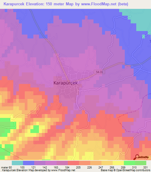 Karapurcek,Turkey Elevation Map