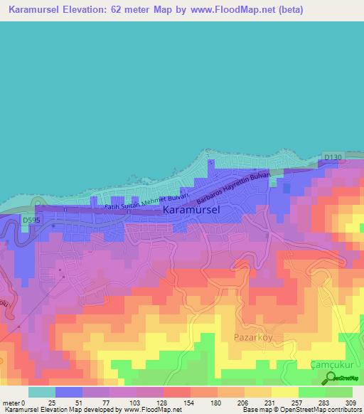 Karamursel,Turkey Elevation Map