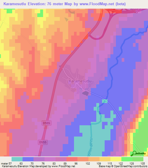 Karamesutlu,Turkey Elevation Map