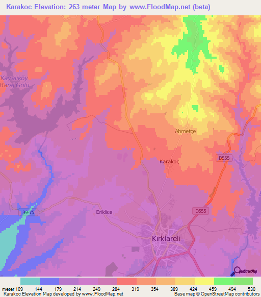 Karakoc,Turkey Elevation Map