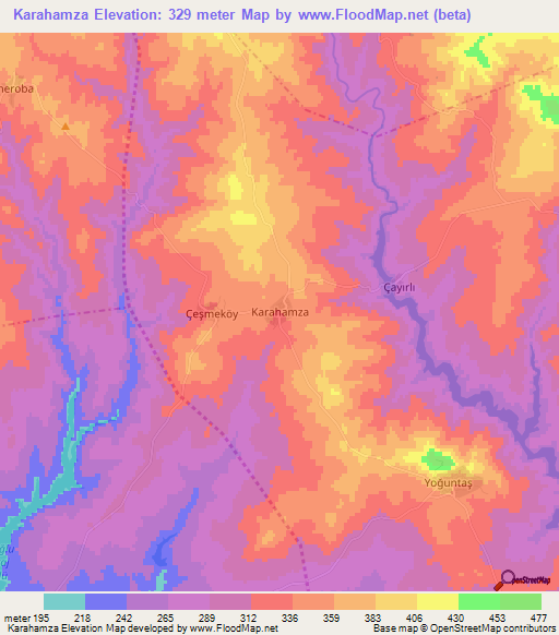 Karahamza,Turkey Elevation Map