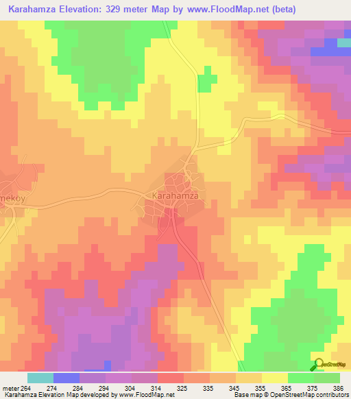 Karahamza,Turkey Elevation Map