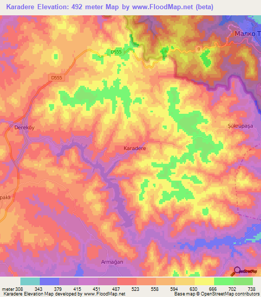 Karadere,Turkey Elevation Map