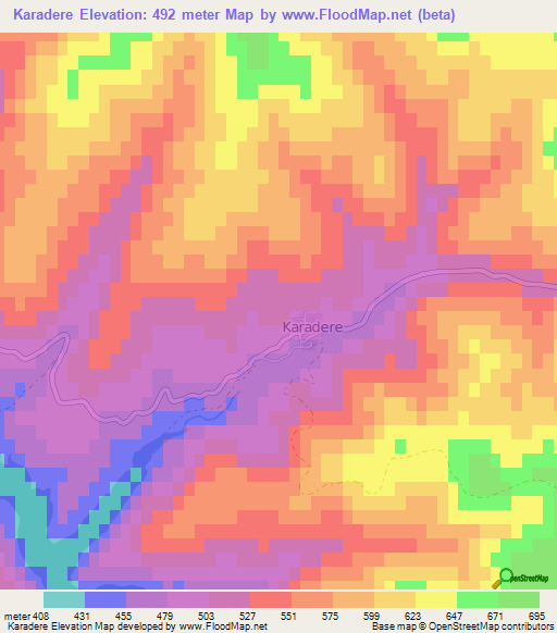 Karadere,Turkey Elevation Map