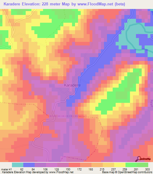 Karadere,Turkey Elevation Map